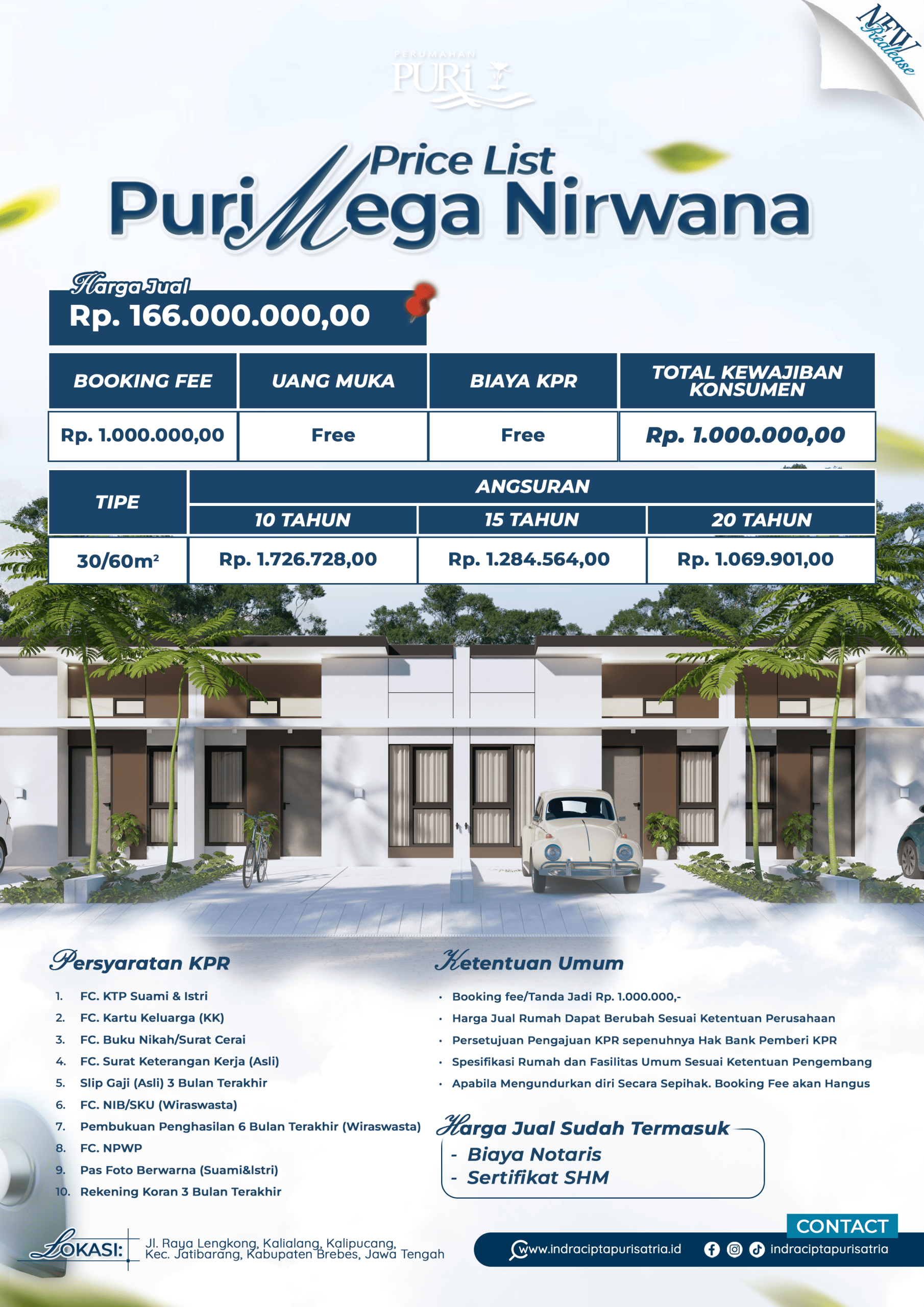 pricelist puri mega nirwana brebes perumahan subsidi di jatibarang dekat kota brebes