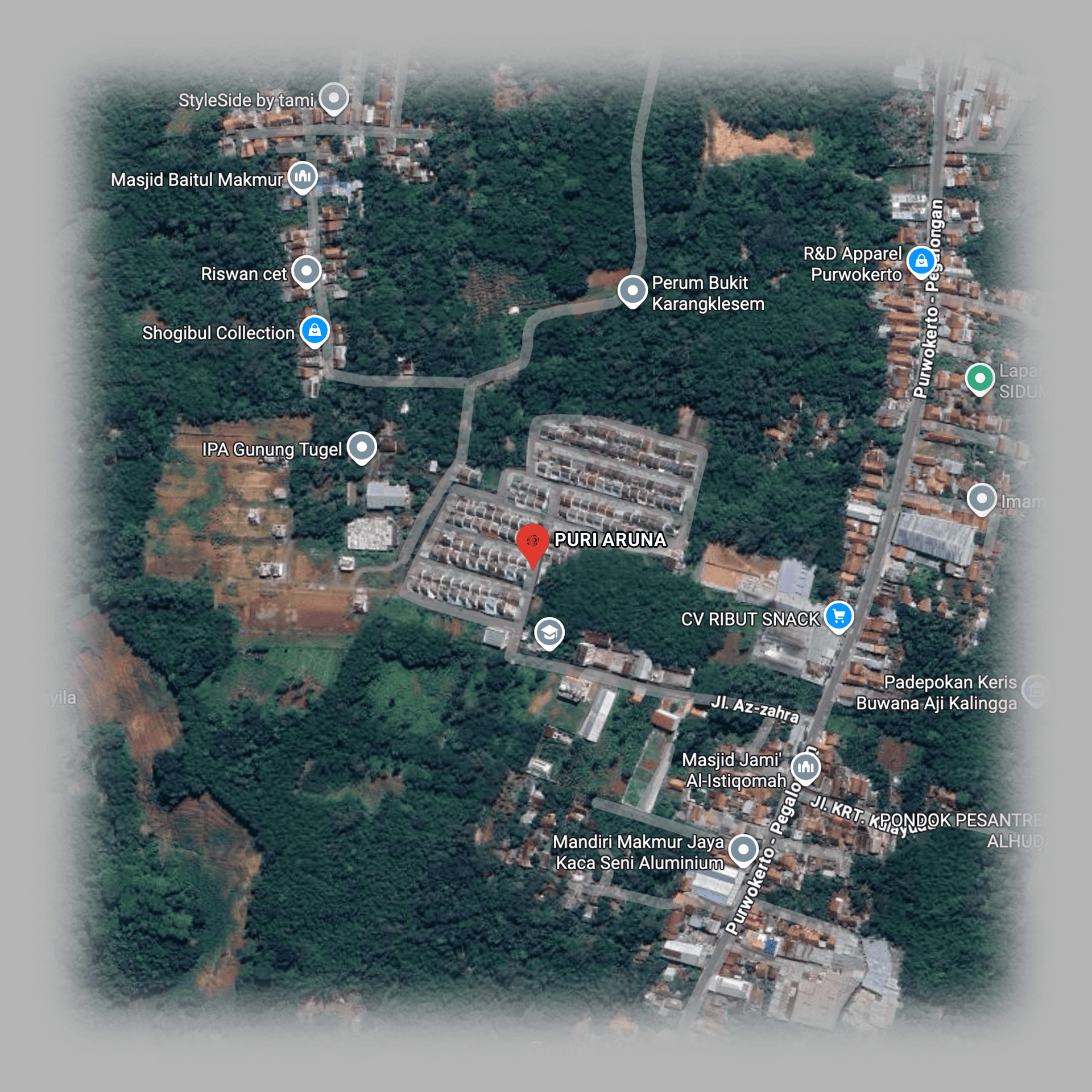 Lokasi Puri Aruna Purwokerto Strategis di tengah kota Purwokerto cuma 10 Menit ke Rita Mall Purwokerto